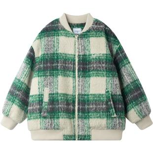 【新年愿望】磨毛格纹呢男童夹棉外套冬季保暖绗棉厚实棉服男童