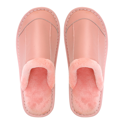 冬季皮面棉拖鞋保暖家居
