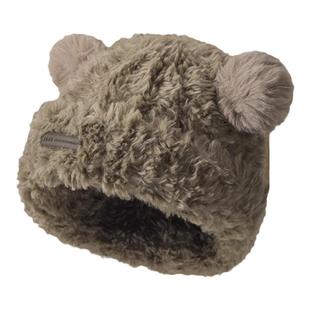 可爱小熊毛线帽子女冬季2025年爆款毛绒保暖毛毛秋冬大头围针织帽