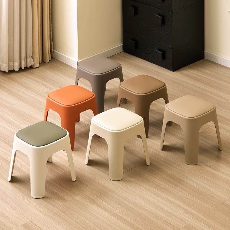 塑料凳子家用可叠摞现代餐厅包吃饭凳软方凳客厅餐椅高凳子简约