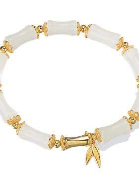 【金竹玉叶手链】纯银竹节手串