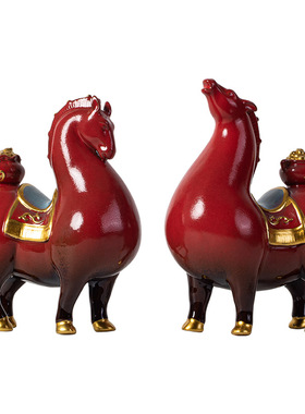 国潮招财唐马年吉祥物陶瓷摆件
