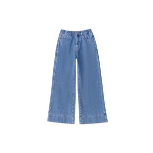 笛莎官方童装青少年女童裤子冬季新款大童女孩学生加绒牛仔喇叭裤