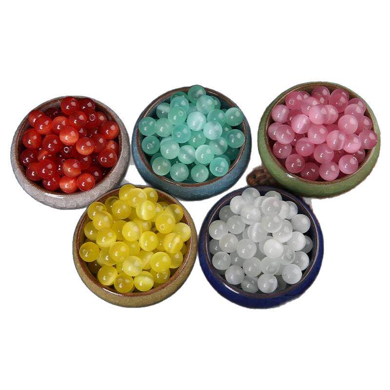 粉色猫眼石散珠串diy材料