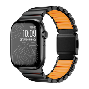 适用applewatchultra苹果手表纯钛金属链式非官方ultra3男商务高级钛合金磁吸ultra2新款s10iwatch表带11运动