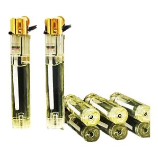 新款迷你透明砂轮椭圆柱明火打火机个性创意充气打火机送金属外壳