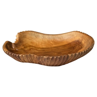侘寂风柚木手工托盘艺术感木质果盘实木零食木盘木盆原木盘子摆件