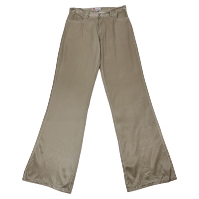 外贸真丝废土复古废土工装简约款做旧中腰休闲微喇叭裤男女同款