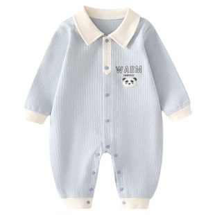 木植温暖熊宝新生儿连体衣纯棉无骨秋冬季加厚宝宝长爬服婴儿衣服