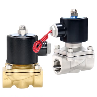 2W全铜电磁水阀304不锈钢二位二通常开常闭型气阀开关4分6分1寸