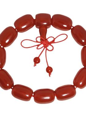 红色桶珠玛瑙中国结手链女