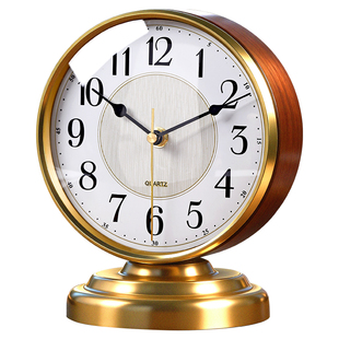 欧式复古实木座钟客厅轻奢高级感老式桌面摆台式钟表新款坐钟时钟