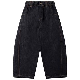 MUCMUKN【老钱丹宁】复古撞线百搭原牛弯刀牛仔裤星星绣女童26春