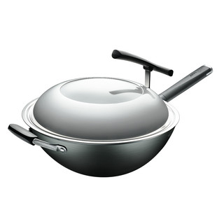 爱仕达34CM旋风尖底锈不了爆炒铁锅大容量油你控精铁炒锅锈不了