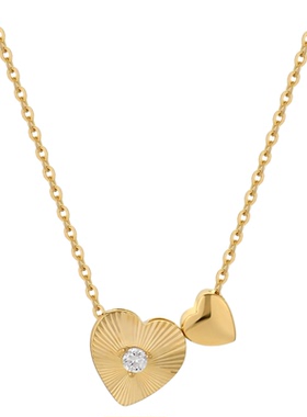 一撇一捺同心双爱心项链925银