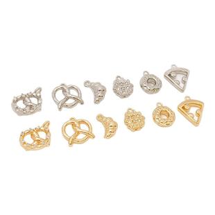 强保色14K包金牛角面包爱心包甜甜圈吊坠手工DIY蛋糕系列挂坠配件