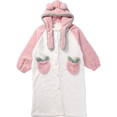 tutuanna秋冬家居服睡衣 女 立体水果加厚保暖羊羔绒连帽长袖睡袍