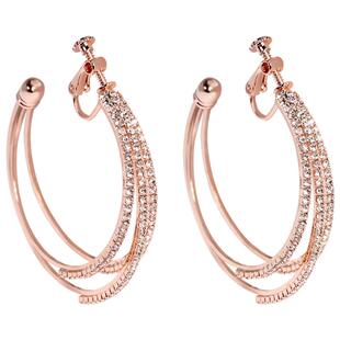 欧美风无耳洞耳夹三层钻大圈无洞夸张耳环耳钉耳饰品时尚女高级感