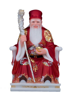 汉白玉土地公土地婆摆件