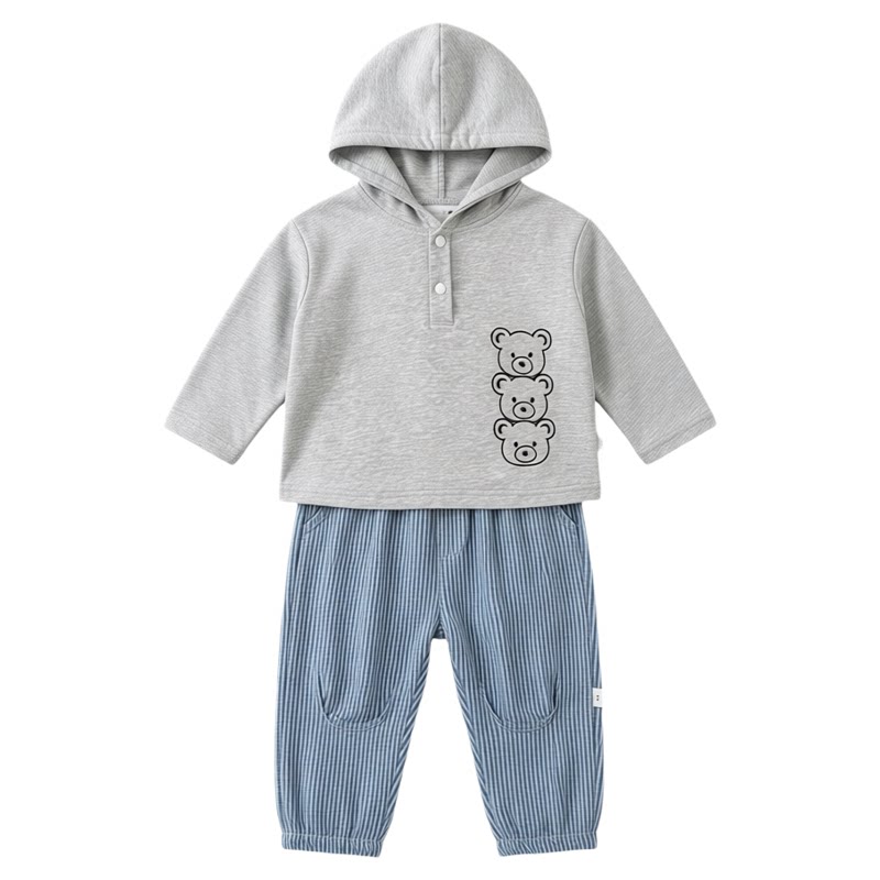 宝宝春秋季可爱卫衣2026新款婴儿衣服春季连帽衫男童春装休闲裤