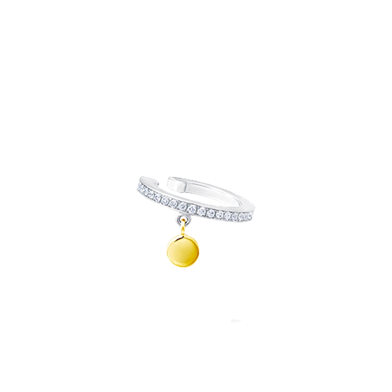 AHKAH官方 elements petit circle 18K黄金铂金钻石单边耳夹