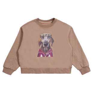 memoryin童装卫衣两个小朋友趣味狗狗印花休闲百搭圆领卫衣