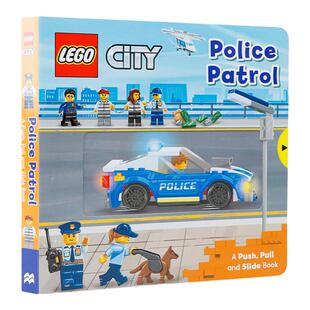 英文原版乐高警察巡逻队机关操作纸板抽拉书Lego Police Patrol A Push Pull and Slide Book亲子互动启蒙创造想象绘本