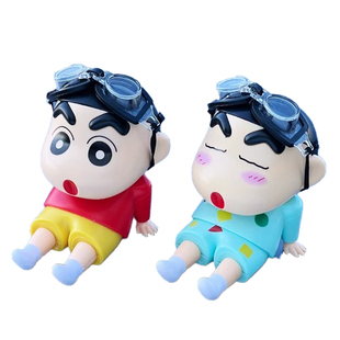 飞行员蜡笔小新车载摆件汽车外卡通可爱公仔车载后备箱车顶装饰品