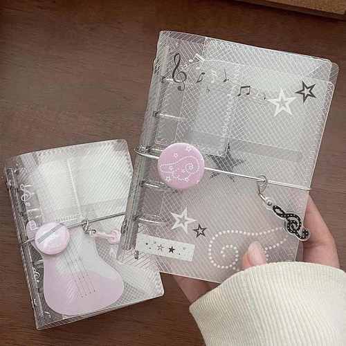 哇卡原创M5活页壳斜纹三折吧唧本本手绑带PP收纳帐装修相册夹