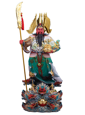 立刀九龙武财神关公神像家用供奉店铺插旗招财关羽二爷像武圣摆件