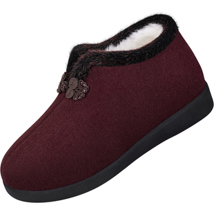 老北京布鞋女冬季妈妈棉鞋羊毛保暖老太太防滑软底奶奶老人鞋新款