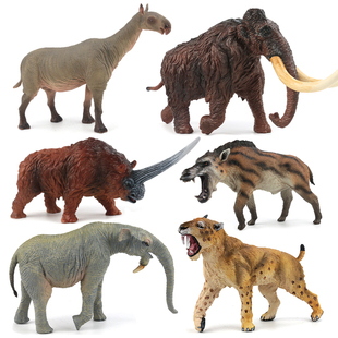 正版史前古兽远古动物模型玩具猛犸象剑齿虎邓氏鱼披毛犀儿童认知