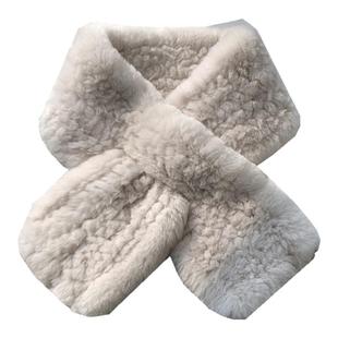 进口獭兔毛围巾韩版简约长款编制毛毛围脖保暖加厚冬季百搭女