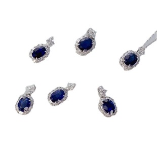 新款天然蓝宝石吊坠镶嵌S925银精美轻奢时尚ins潮流锁骨链女士