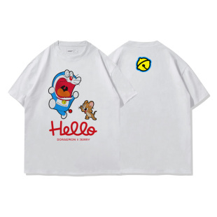 TEE7-日系动漫哆啦A梦T恤机器猫搞笑创意宽松纯棉ins情侣装短袖