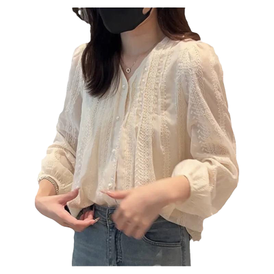 设计感小众刺绣衬衫女法式上衣