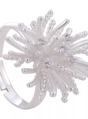 小众银色烟花女士食指戒新款