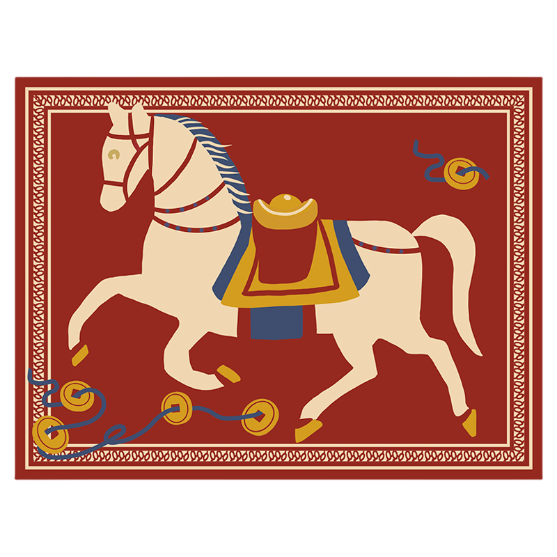 蜡笔派「马上发财」盖毯新年红全棉针织披肩毯沙发空调毯午睡保暖