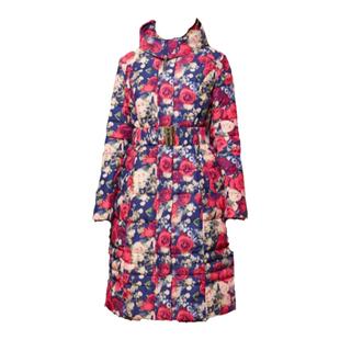 俄罗斯高端印花正品牌加大码修身过膝加长款羽绒服女加厚冬季外套