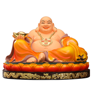 镇宅家用大肚弥勒佛像 红衣弥勒神像居家宽体笑佛 招财弥勒佛摆件