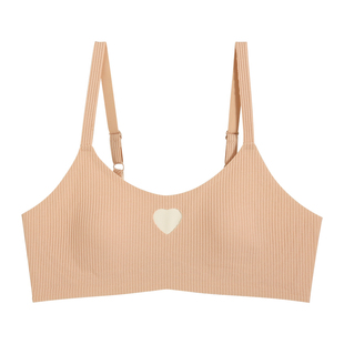 云感薄款内衣女螺纹棉质微聚拢大胸显小无钢圈软支撑防下垂文胸罩