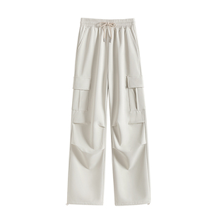 KHV真维斯白色加绒伞兵工装裤子女秋冬季户外防风防水软壳登山裤