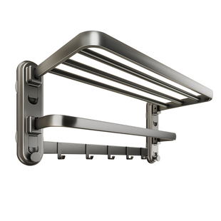 吸盘毛巾架浴室置物架卫生间免打孔浴巾架厕所洗漱间一体挂架套件