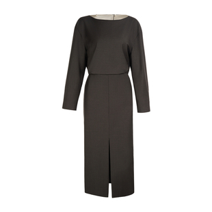 LYNEE【黑标系列】南法漫颂 后领拼接连衣裙女冬复古羊毛内搭长裙