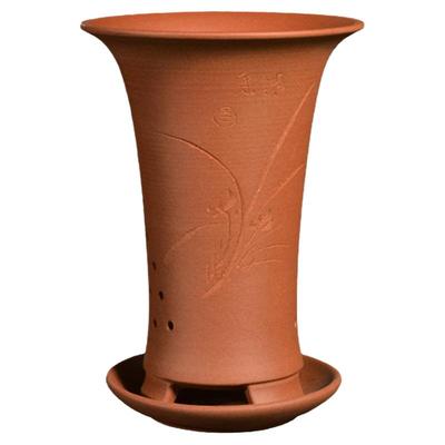 紫砂吊兰带托盘兰花盆