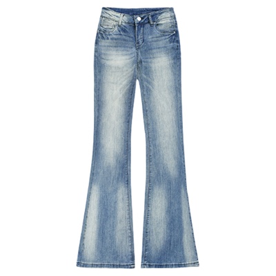 2026浅色低腰闪电纹不贴腿微喇裤