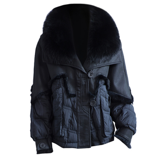 獭兔毛皮草外套女2025冬新名媛狐狸毛领真皮毛一体大衣鹅绒羽绒服
