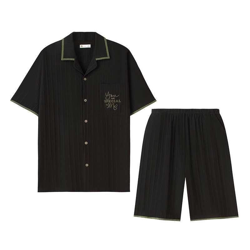 妮狄娅夏情侣纯棉简约家居服套装