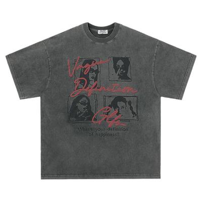 又拽又酷做旧印花水洗短袖T恤