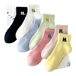 袜子女士短袜纯棉春夏冬季全棉防臭短筒儿童女童运动粉色女孩